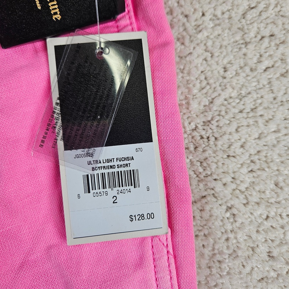 Women's‎ NWT's Y2K Juicy Couture Ultra Light Fuchsia Boyfriend Shorts Size 2 - Picture 3 of 7